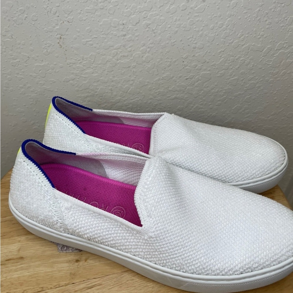 Rothy's White Slip-On Sneakers with Blue Trim size 8 - Picture 3 of 9